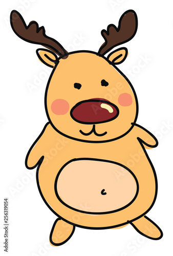 A fat deer vector or color illustration