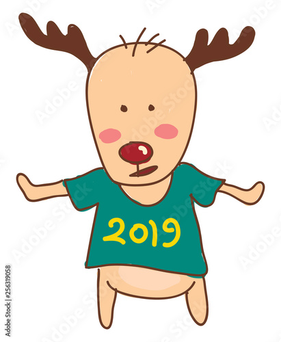 A deer wearing tshirt vector or color illustration