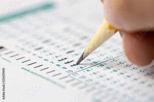 Standardize testing multiple choice closeup photo