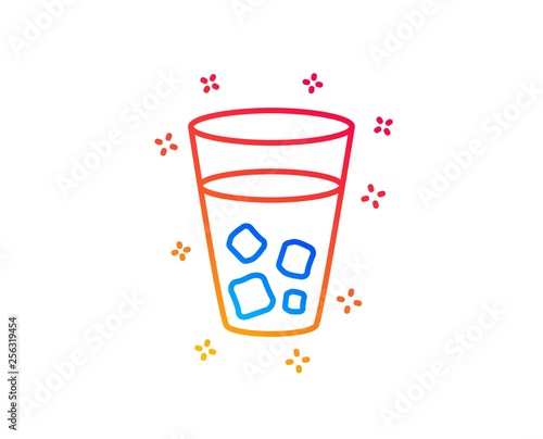 Ice tea line icon. Soda drink sign. Fresh cold beverage symbol. Gradient design elements. Linear ice tea icon. Random shapes. Vector