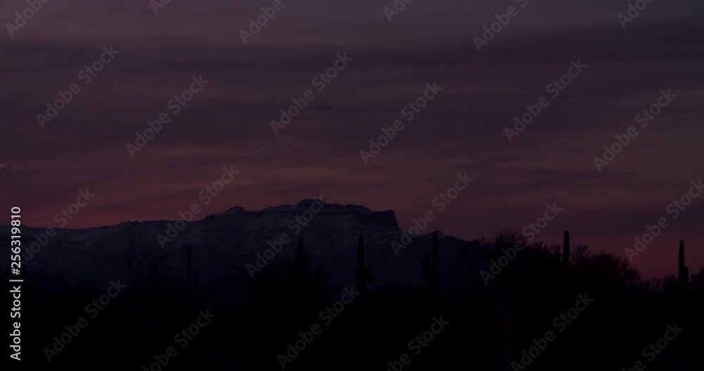 Time Lapse of a sunrise over the Superstition Mountains east of Phoenix, Arizona. Time Lapse of a sunrise over the Superstition Mountains east of Phoenix, Arizona.