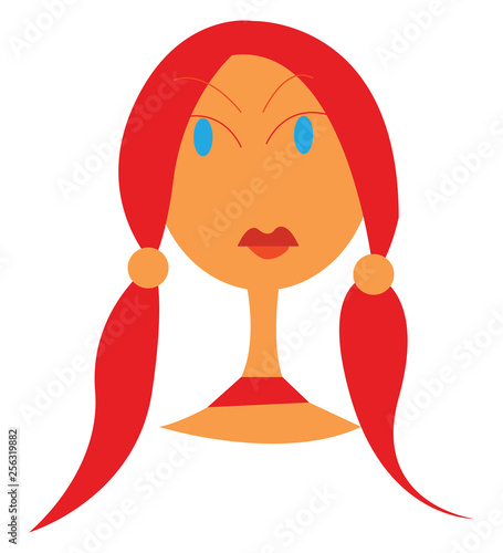 A girl with ponytail vector or color illustration