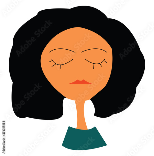 Girl with crooked nose vector or color illustration