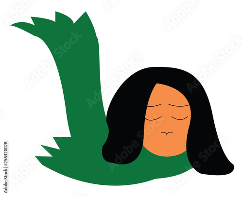 A dejected girl vector or color illustration