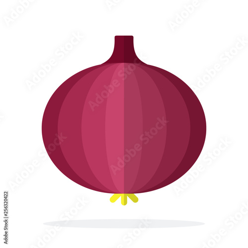 Red onion vector flat material design isolated object on white background.