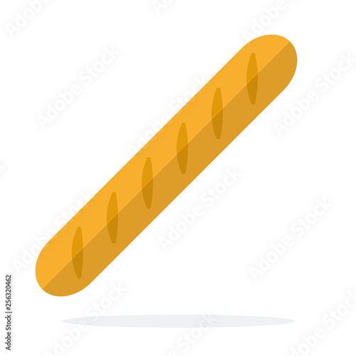 Crispy baguette vector flat material design isolated object on white background.