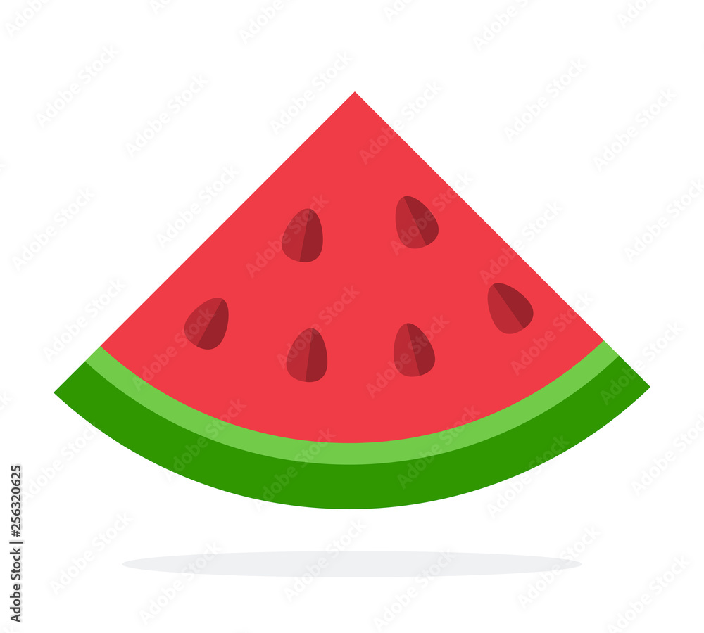 Watermelon slice vector flat material design isolated object on white background. Watermelon slice vector flat material design isolated object on white background.