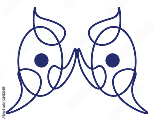 Blue mask with eyebrows vector or color illustration