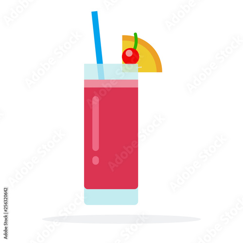 Fotografie Sex on the Beach cocktail vector flat material design isolated object on white background