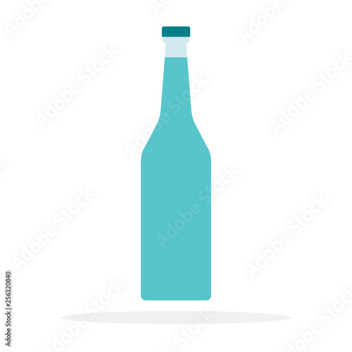 Water in the glass bottle vector flat material design isolated object on white background.