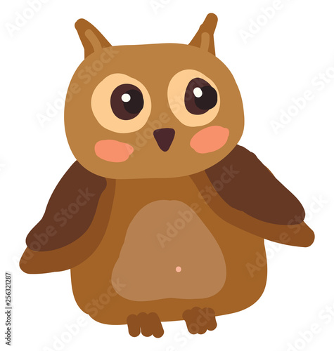 An owl with shinny eyes vector or color illustration