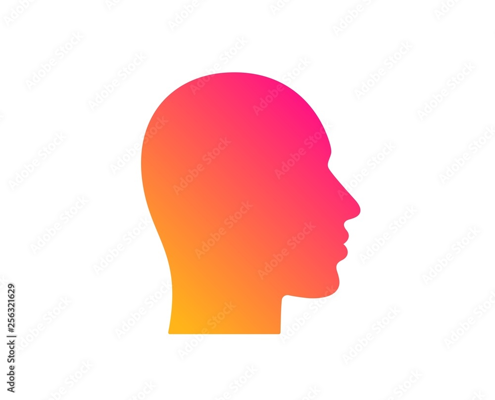 Head icon. Human profile sign. Facial identification symbol. Classic flat style. Gradient head icon. Vector