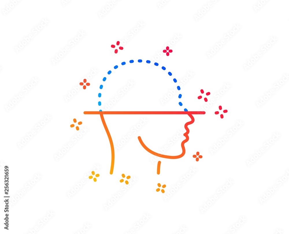 Face scanning line icon. Facial scan sign. Head recognition symbol. Gradient design elements. Linear face scanning icon. Random shapes. Vector Face scanning line icon. Facial scan sign. Head recognition symbol. Gradient design elements. Linear face scanning icon. Random shapes. Vector