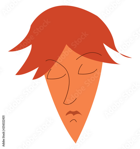Man with pointed chin vector or color illustration