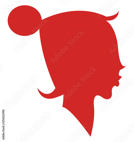 A girl with huge hair bun vector or color illustration