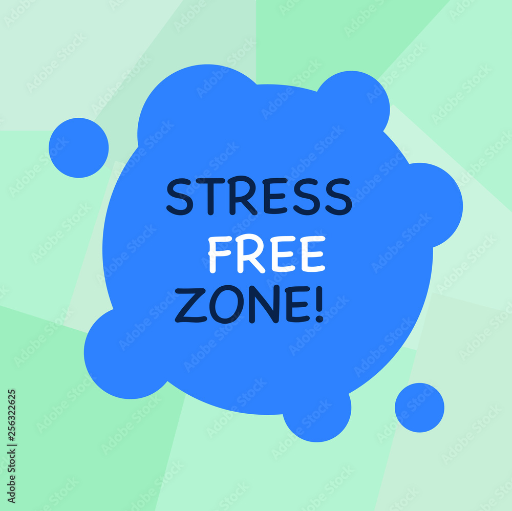 Conceptual hand writing showing Stress Free Zone. Concept meaning space students can learn and regularly practice evidence Blank Deformed Color Round Shape with Small Circles Conceptual hand writing showing Stress Free Zone. Concept meaning space students can learn and regularly practice evidence Blank Deformed Color Round Shape with Small Circles
