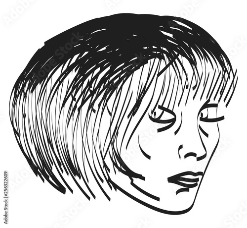 A girl with short hair vector or color illustration