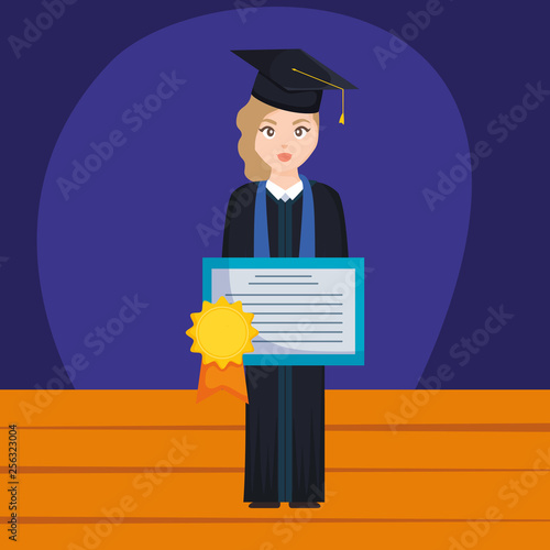 young student graduated girl with diploma