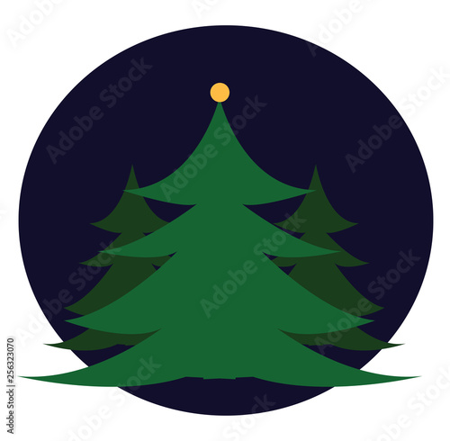 A tree during night vector or color illustration
