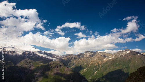 Mountains of the North Caucasus, mountain tops in clouds. Wild nature © Ivan_Gatsenko