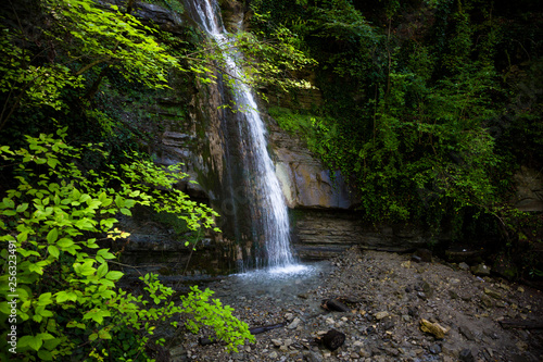 Beautiful falls in mountains, the wild nature of the North Caucasus