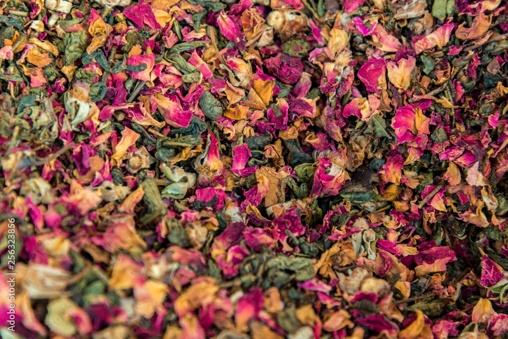 colorful dried fruit tea leaves for the whole frame