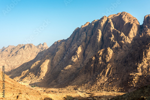 Middle East or Africa, picturesque bare mountain range and a large sandy valley desert landscapes landscape photography