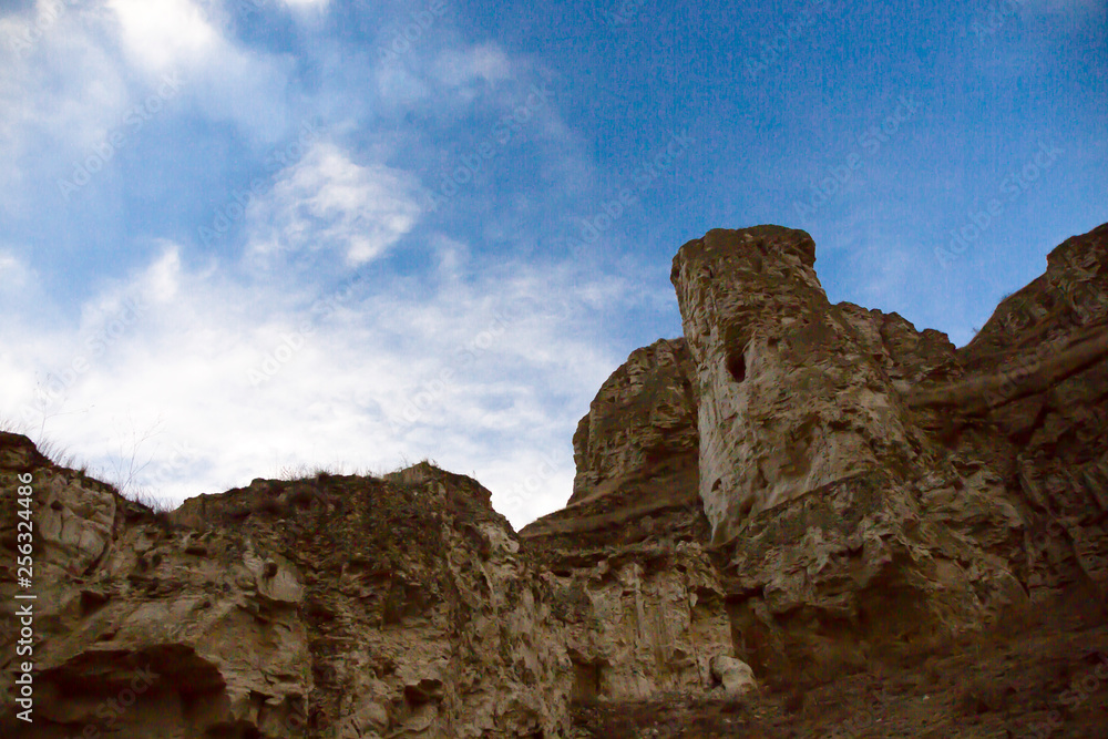 Sandy rocks in the mountain gorge, the North Caucasus