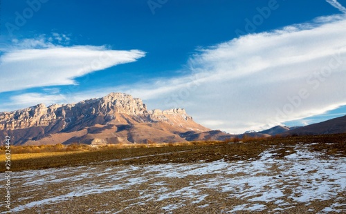 Mountains of the North Caucasus  mountain tops in clouds. Wild nature