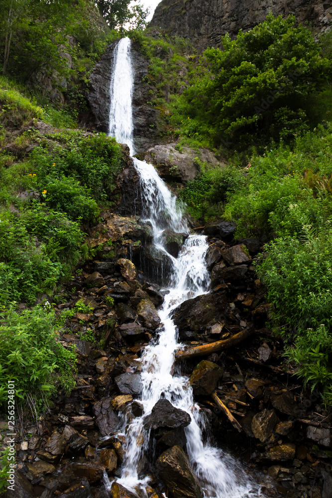 Naklejka premium Beautiful falls in mountains, the wild nature of the North Caucasus