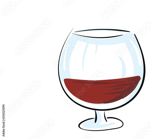 Dark red cognac in a glass vector illustration on white background.