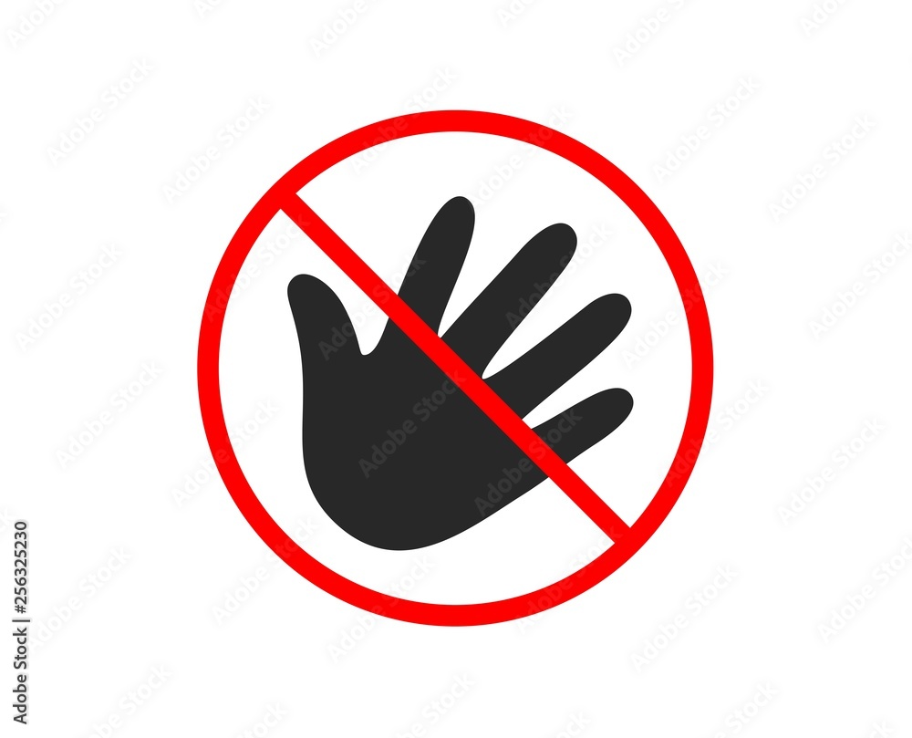 Obraz premium No or Stop. Hand wave icon. Palm sign. Prohibited ban stop symbol. No hand icon. Vector