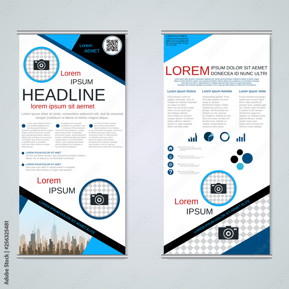Naklejka premium Modern roll-up business banners vector template