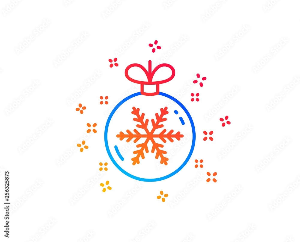 Christmas ball with snowflake line icon. New year tree decoration sign. Gradient design elements. Linear christmas ball icon. Random shapes. Vector Christmas ball with snowflake line icon. New year tree decoration sign. Gradient design elements. Linear christmas ball icon. Random shapes. Vector