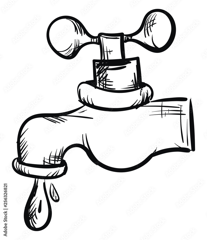 Water tap hand sketch illustration color vector on white background Stock  Vector | Adobe Stock