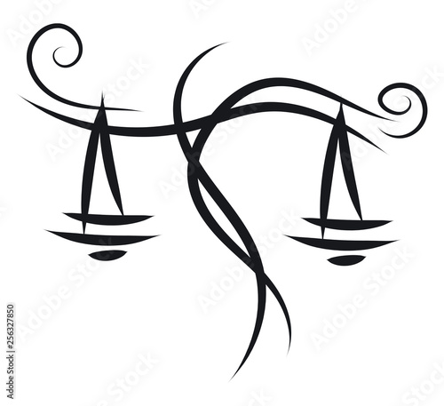 Simple black and white tattoo sketch of libra horoscope sign vector illustration