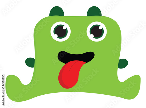 Green monster with open mouth vector illustration on white background