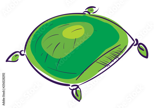 Green and yellow pillow vector illustration on white background