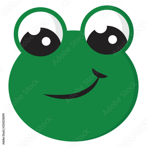 Smiling green frog vector illustration on white background