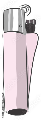 Baby pink female cigarette lighter vector illustration on white background