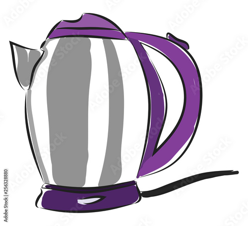 Grey and purple electric kettle vector illustration on white background