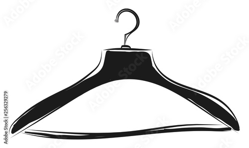 Black coat hanger sketch illustration color vector on white background