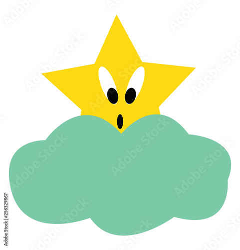 Surprised blinking star vector or color illustration