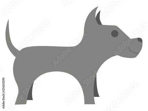 A grey dog is standing vector or color illustration