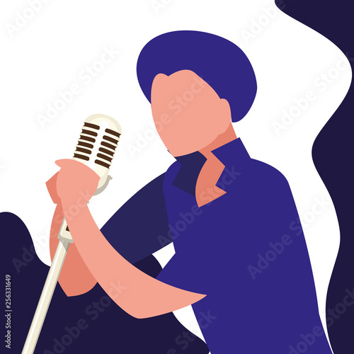 singer with microphone character