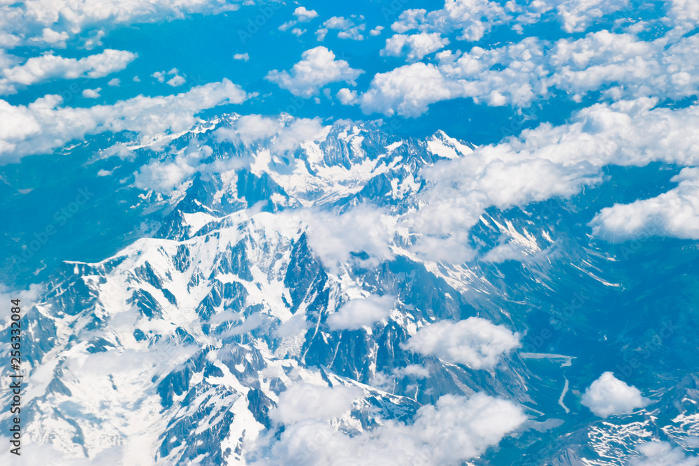 alpes mountains in winter from sky