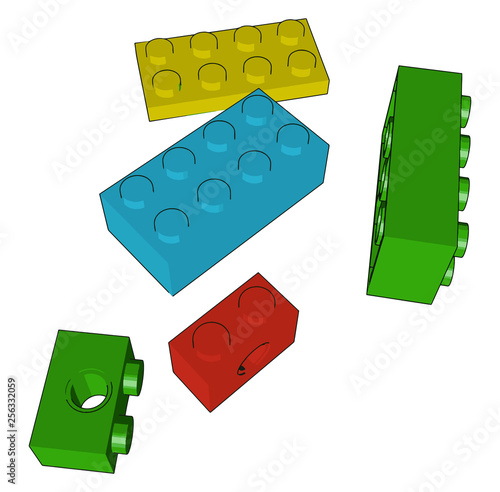 The colored blocks toy vector or color illustration