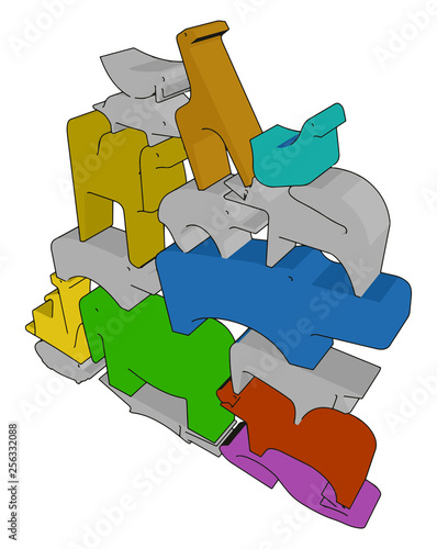 A wooden toy vector or color illustration