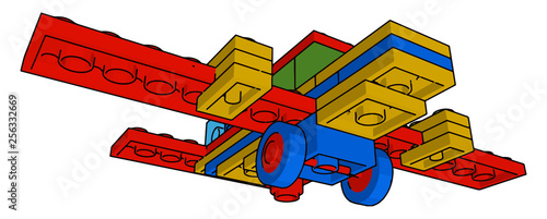 A multicolored aeroplane toy vector or color illustration