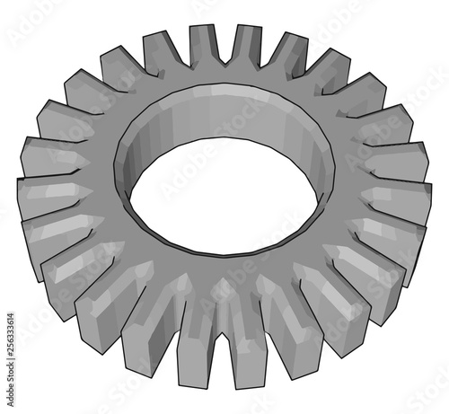 Spur gear mechanical part vector or color illustration